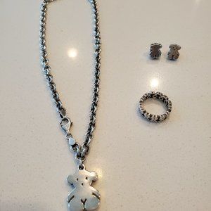 TOUS vintage silver bear jewelry set